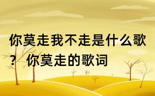 你莫走我不走是什么歌？ 你莫走的歌詞