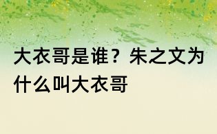大衣哥是誰？朱之文為什么叫大衣哥