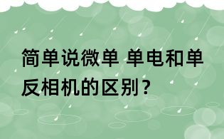 簡單說微單 單電和單反相機的區別?
