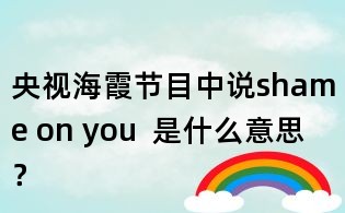 央視海霞節目中說shame on you  是什么意思？