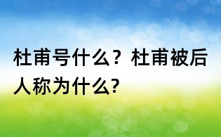 杜甫號什么？杜甫被后人稱為什么?