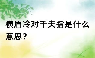 橫眉冷對千夫指是什么意思?