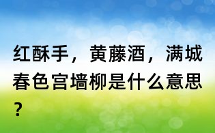 紅酥手，黃藤酒，滿城春色宮墻柳是什么意思？