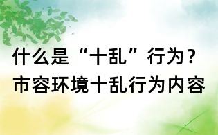 什么是“十亂”行為？市容環(huán)境十亂行為內(nèi)容
