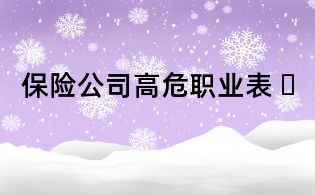 保險公司高危職業表 
