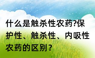 什么是觸殺性農(nóng)藥?保護性、觸殺性、內(nèi)吸性農(nóng)藥的區(qū)別？