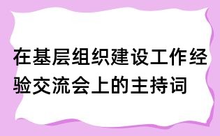 在基層組織建設工作經驗交流會上的主持詞
