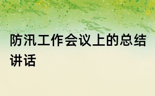 防汛工作會議上的總結講話