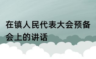 在鎮人民代表大會預備會上的講話