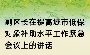 副區長在提高城市低保對象補助水平工作緊急會議上的講話