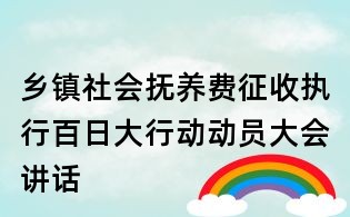 鄉(xiāng)鎮(zhèn)社會撫養(yǎng)費(fèi)征收執(zhí)行百日大行動動員大會講話