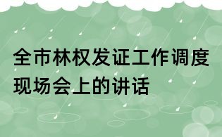 全市林權發(fā)證工作調度現(xiàn)場會上的講話