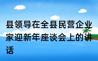 縣領(lǐng)導(dǎo)在全縣民營(yíng)企業(yè)家迎新年座談會(huì)上的講話