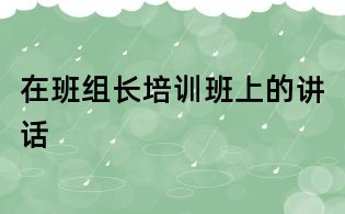 在班組長培訓班上的講話