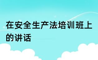 在安全生產(chǎn)法培訓班上的講話