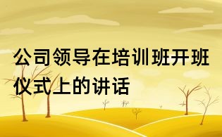 公司領(lǐng)導(dǎo)在培訓(xùn)班開班儀式上的講話