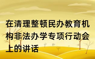 在清理整頓民辦教育機構非法辦學專項行動會上的講話