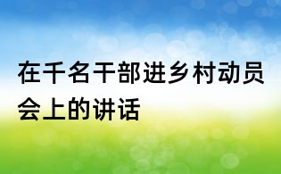 在千名干部進鄉村動員會上的講話