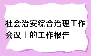 社會治安綜合治理工作會議上的工作報告