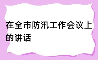 在全市防汛工作會(huì)議上的講話