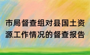 市局督查組對(duì)縣國(guó)土資源工作情況的督查報(bào)告