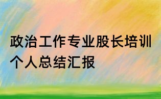 政治工作專業(yè)股長(zhǎng)培訓(xùn)個(gè)人總結(jié)匯報(bào)