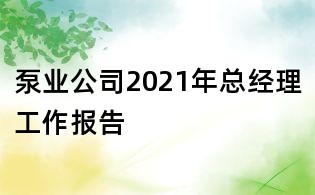 泵業(yè)公司2021年總經(jīng)理工作報(bào)告