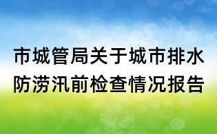 市城管局關于城市排水防澇汛前檢查情況報告
