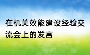 在機關效能建設經驗交流會上的發言