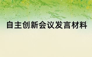 自主創新會議發言材料