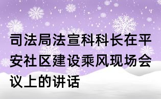 司法局法宣科科長(zhǎng)在平安社區(qū)建設(shè)乘風(fēng)現(xiàn)場(chǎng)會(huì)議上的講話