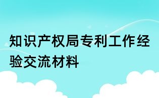 知識產(chǎn)權(quán)局專利工作經(jīng)驗交流材料