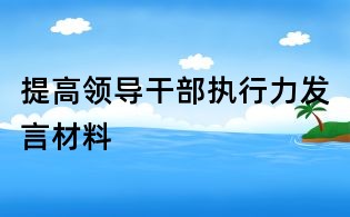 提高領導干部執行力發言材料