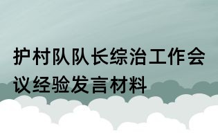 護村隊隊長綜治工作會議經驗發(fā)言材料