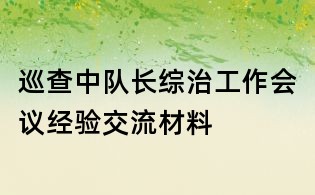 巡查中隊(duì)長(zhǎng)綜治工作會(huì)議經(jīng)驗(yàn)交流材料