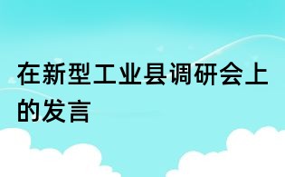 在新型工業縣調研會上的發言