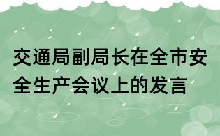 交通局副局長在全市安全生產會議上的發言