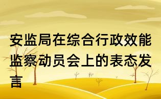 安監(jiān)局在綜合行政效能監(jiān)察動員會上的表態(tài)發(fā)言