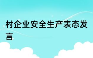 村企業安全生產表態發言