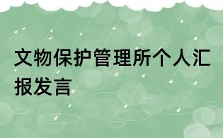 文物保護(hù)管理所個(gè)人匯報(bào)發(fā)言