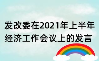 發改委在2021年上半年經濟工作會議上的發言