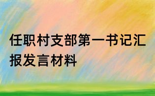 任職村支部第一書記匯報發言材料