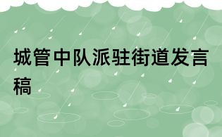 城管中隊(duì)派駐街道發(fā)言稿
