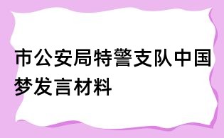 市公安局特警支隊中國夢發言材料