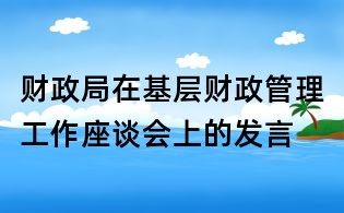 財政局在基層財政管理工作座談會上的發言