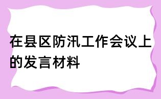 在縣區防汛工作會議上的發言材料