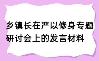 鄉鎮長在嚴以修身專題研討會上的發言材料