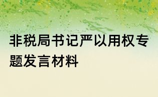 非稅局書記嚴以用權專題發言材料