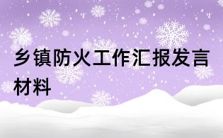 鄉鎮防火工作匯報發言材料