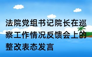 法院黨組書(shū)記院長(zhǎng)在巡察工作情況反饋會(huì)上的整改表態(tài)發(fā)言